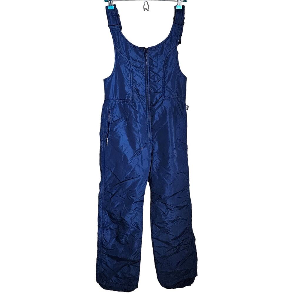 Vintage Topher Snowsuit Women Size 12 Large Blue Bib Overalls Ski 80s Suspenders